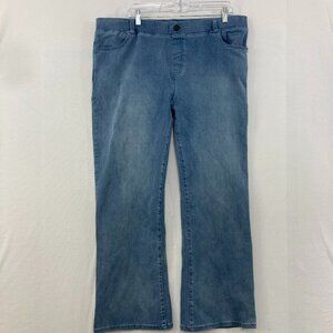 Betabrand size XXL Petite Blue Medium Wash Stretch Comfy Wide Leg Pull-on Jeans